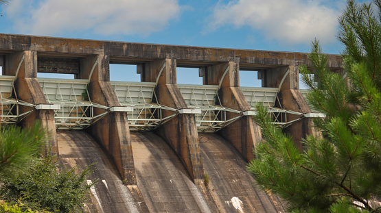 A shot of the gates at Sinclair Dam in Milledgeville, Georgia.