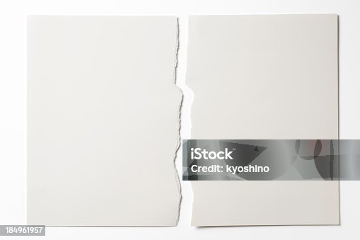 istock Isolated shot of torn white paper on white background 184961957