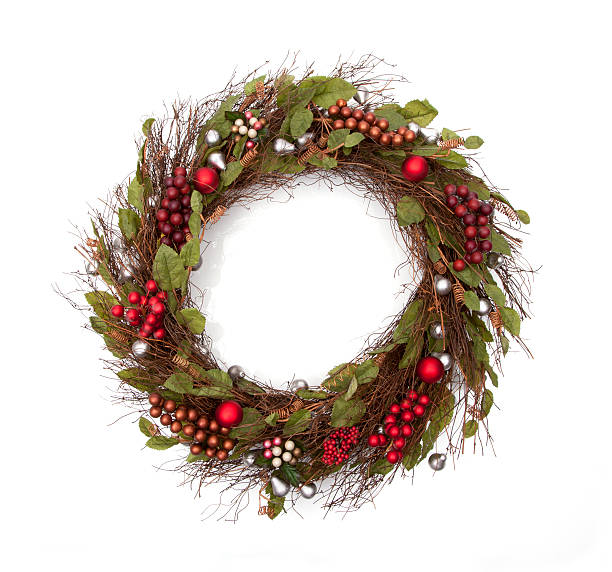 istock Holiday Christmas Wreath on white background 184962278