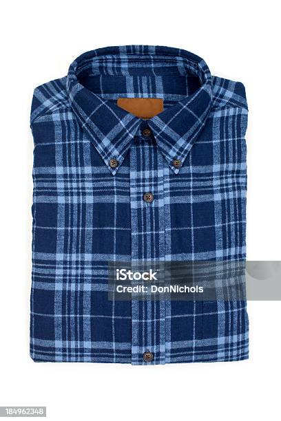 Blue Flannel Shirt - Fotografias de stock e mais imagens de Camisas - Camisas, Camisa com botões, Dobrado