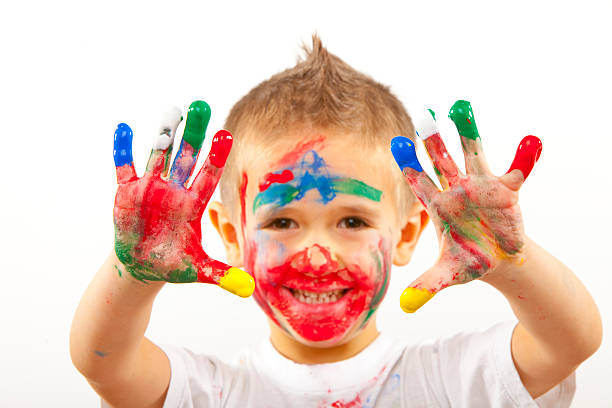 istock Cute Little Boy With Painted Hands XXXL 184962468
