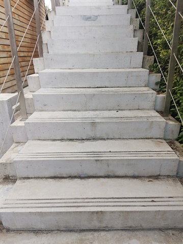 wood and concrete  stair