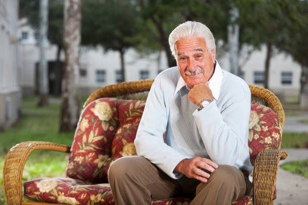 istock Senior man on sofa outdoors 184962747