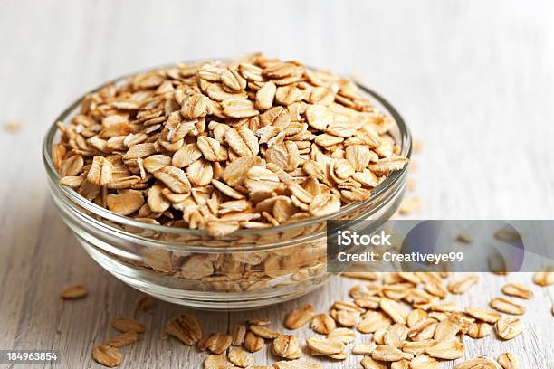 Bowl Of Rolled Oats Stock Photo - Download Image Now - Bowl, Cereal Plant, Drinking Glass
