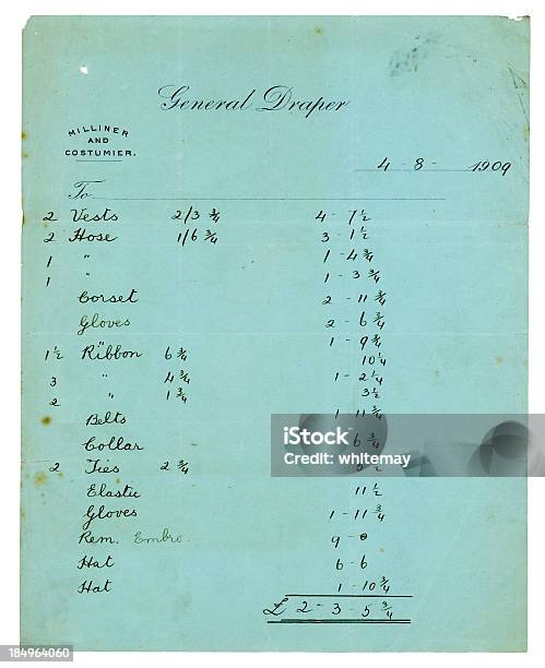 La Lista 1909 Draper Foto de stock y más banco de imágenes de El pasado - El pasado, Viejo, Escritura a mano - Texto