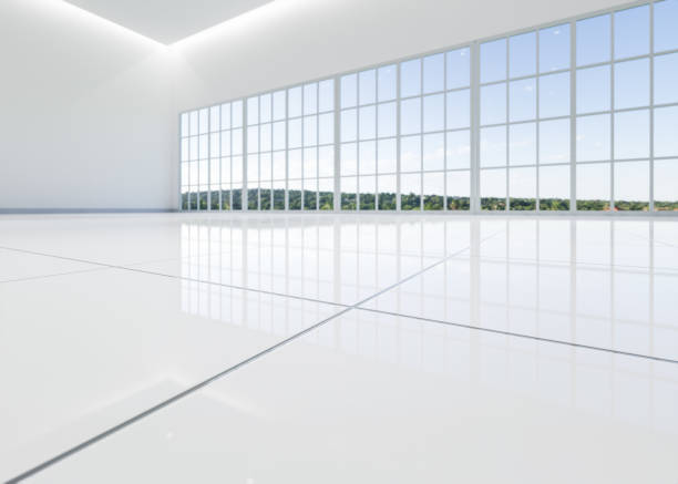 istock 3d rendering of white tile floor and empty room for background. 1849641414