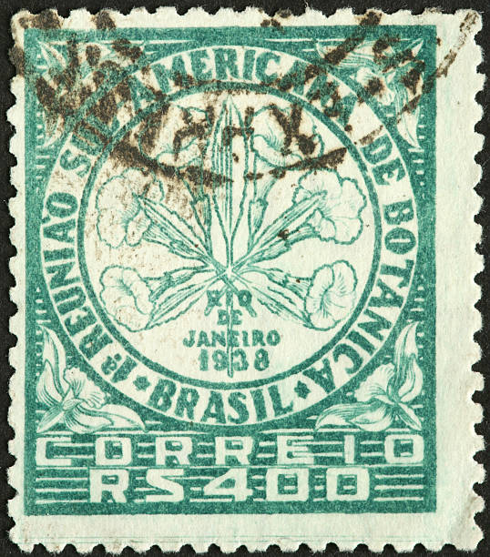 istock flowers on an old Brazilian postage stamp 184964142