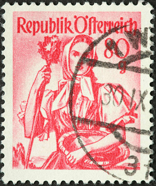 istock outdoor working woman on an Austrian stamp 184964149