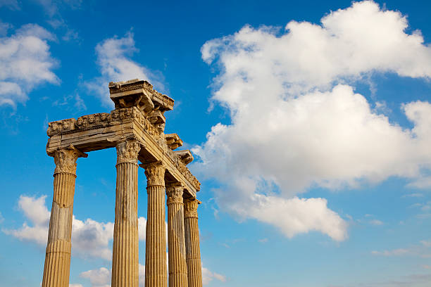 Temple of Apollo, Side, Anatalya "Roman ruins of the Temple of Apollo, Side, Anatalya" temple of apollo antalya province stock pictures, royalty-free photos & images