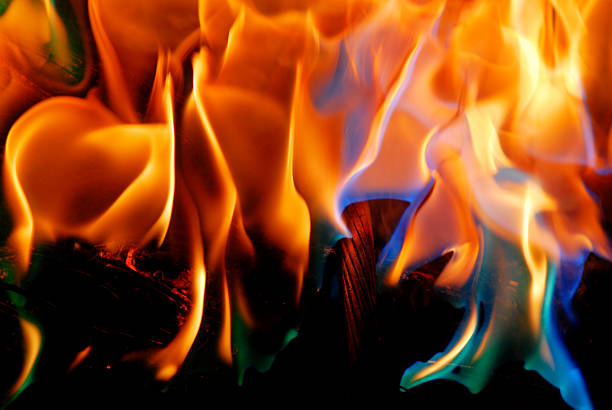 Burning cables background stock photo