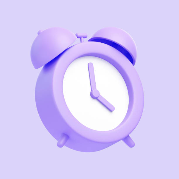 istock Purple alarm clock icon isolated on purple background 1849647303