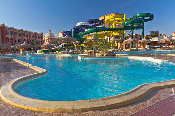 istock Water park in luxury tropical resort 184964813