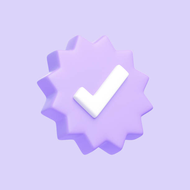 istock Purple verify check icon isolated on purple background 1849648402