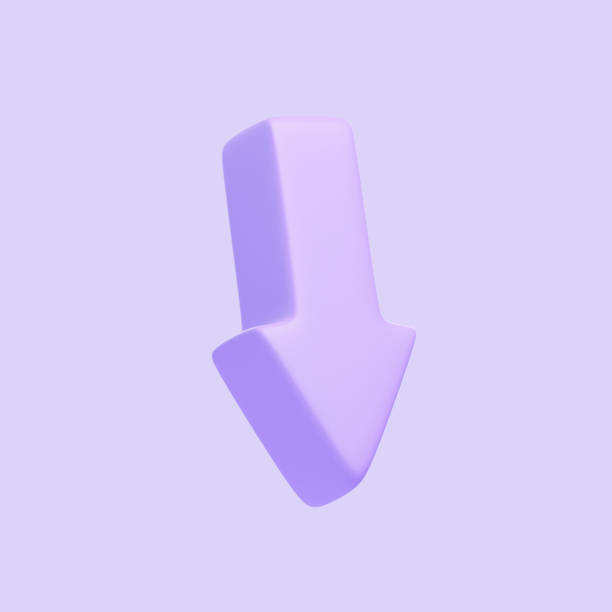 istock Purple arrow downwards isolated on purple background 1849648938