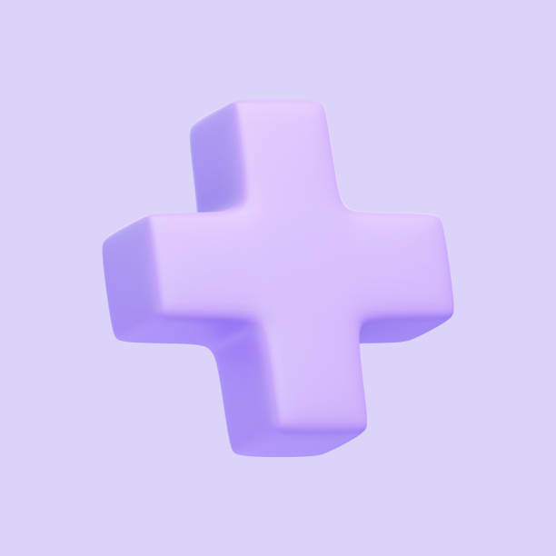 istock Purple plus sign isolated on purple background 1849648941