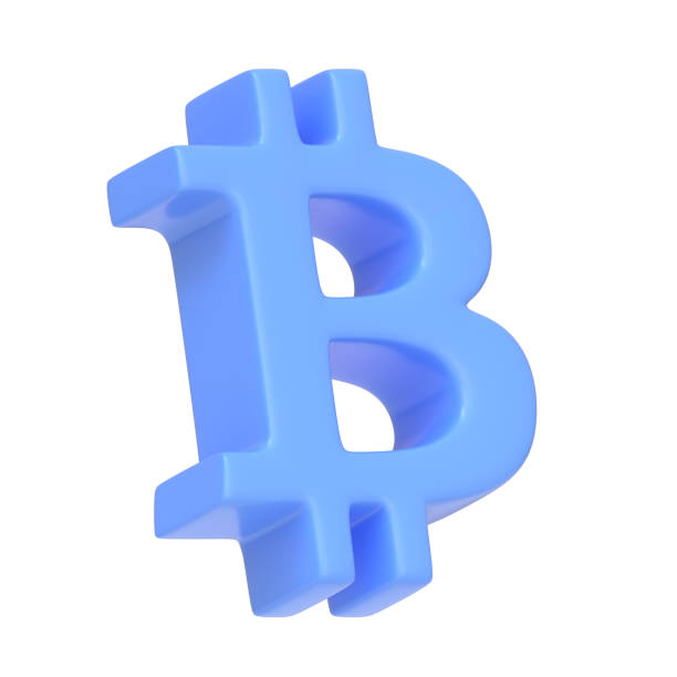 istock Blue bitcoin sign isolated on white background 1849650050