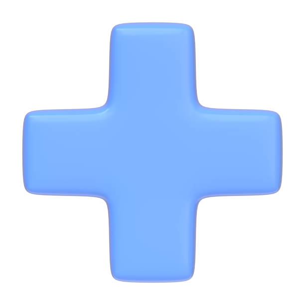 istock Blue plus sign isolated on white background 1849650313