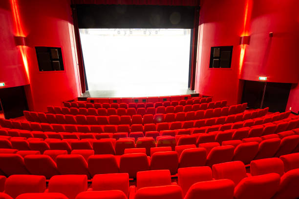 istock Open red theatre stage curtains 1849650713