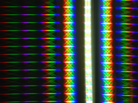 The light is divided into three basic colors, which we see as rainbow rays. In optics, a diffraction grating is an optical component with a periodic structure that splits and diffracts light into several beams travelling in different directions so that the grating acts as the dispersive element.