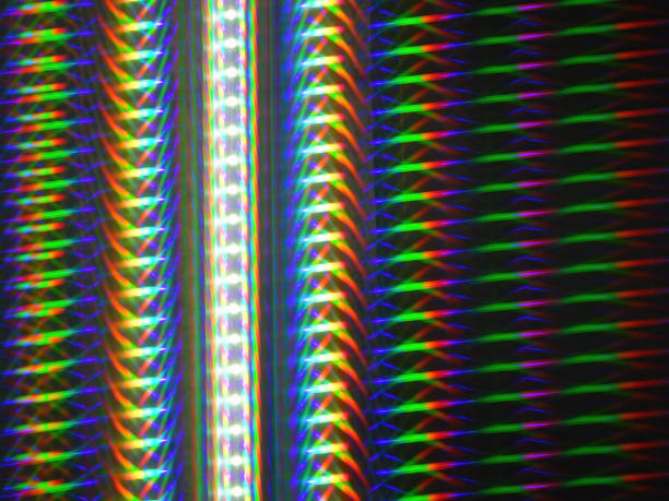 istock A close-up LED light bar seen through an RGB filter (diffraction grating) on a street in Saudi Arabia. Diffraction images. Black background. Abstract image. 1849653798