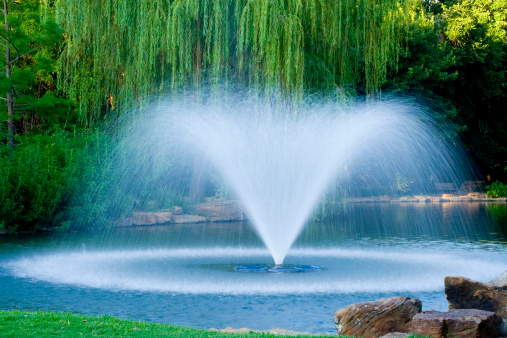 Waterspout fountain in the public park in the Spa town Frantiskovy Lazne in Czech republic,Europe