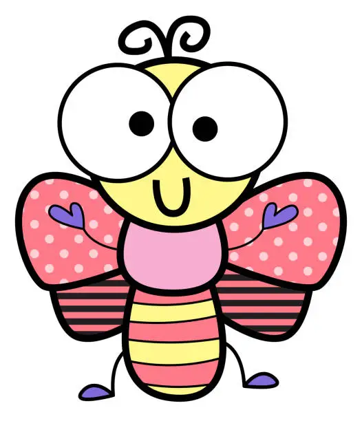 Vector illustration of Funny butterfly cartoon character