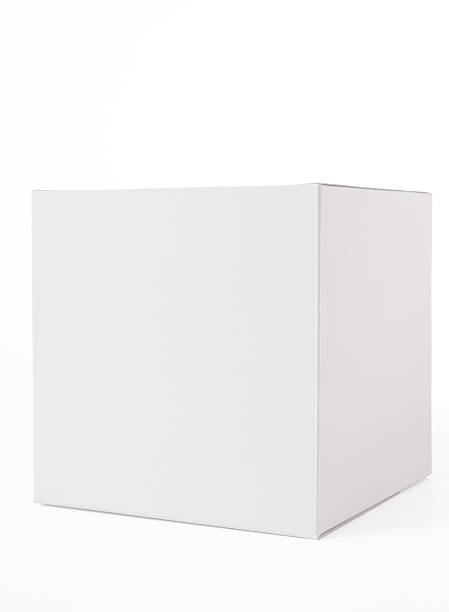 istock Isolated shot of white blank cube box on white background 184965826