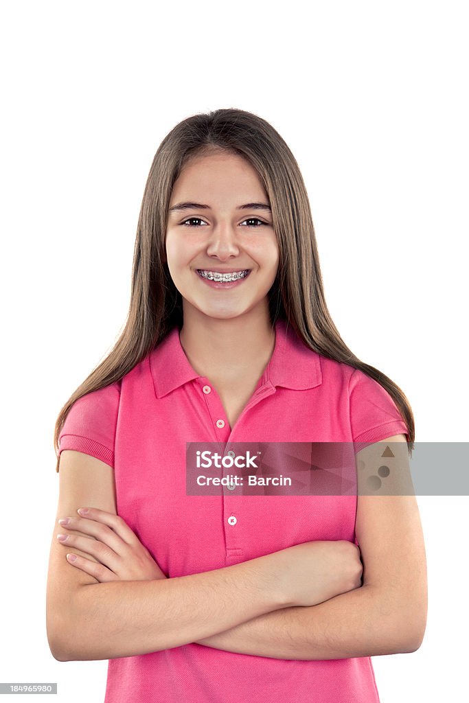 십대 여자아이, 치아교정기 - 로열티 프리 사람 얼굴 스톡 사진