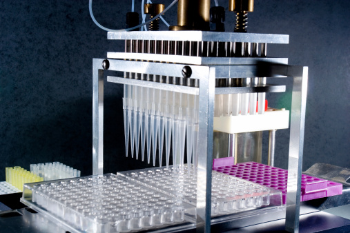 Medical or biological samples robot pipetting DNA