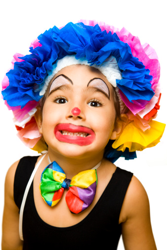 Little girl dressed as a clown.You might also be interested in these: