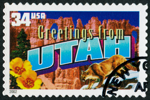 Cancelled Stamp From The United States Featuring The State Of Utah