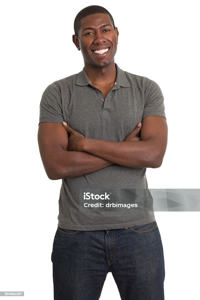 Jovem sorridente em pé - Foto de stock de Camisa Pólo royalty-free