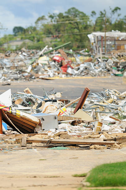 istock Business area destroyed by tornado storm 184966307