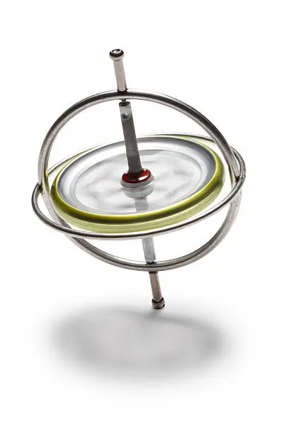 A spinning gyroscope.  Clipping path included.