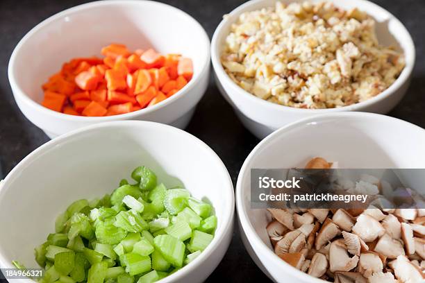 Bowls Of Chopped Vegetables Stock Photo - Download Image Now - Chestnut - Food, Chopped Food, Bowl