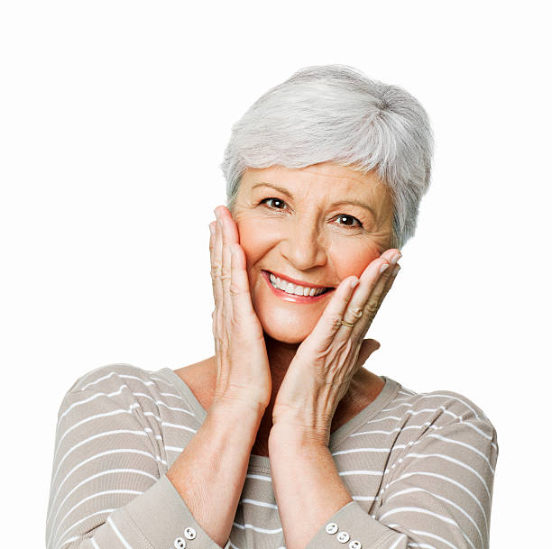 istock Senior Woman Showing Delight - Isolated 184966516