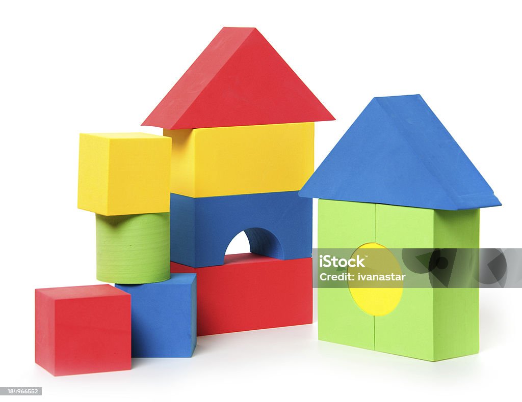 Educacional blocos fundamentais e blocos de Brinquedo - Foto de stock de Bloco de construção royalty-free
