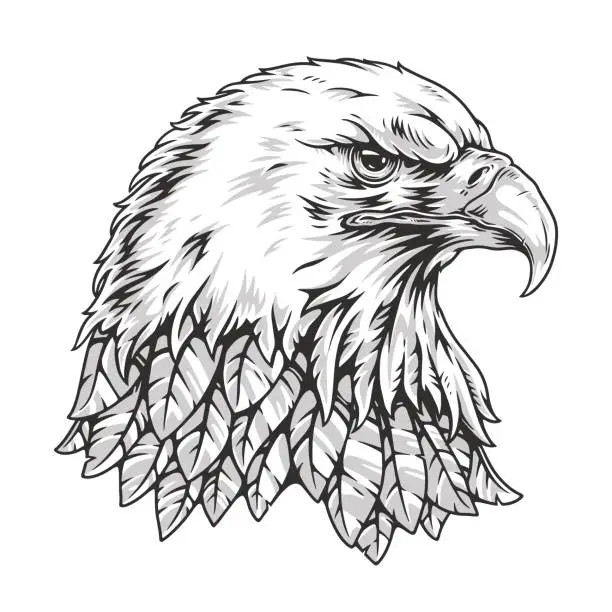 Vector illustration of American bald eagle monochrome logotype