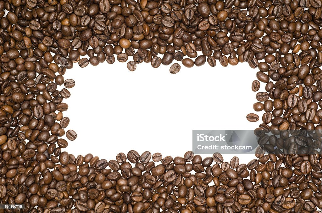 De grains de café Monture rectangulaire blanc - Photo de Aliment rôti libre de droits