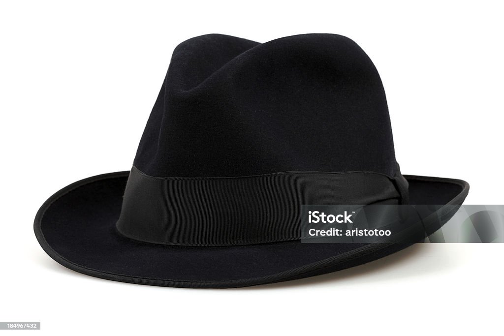 Czarny Fedora Hat, na białym tle - Zbiór zdjęć royalty-free (Fedora)