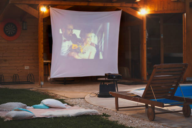 istock Home summer evening poolside open air cinema 1849682225