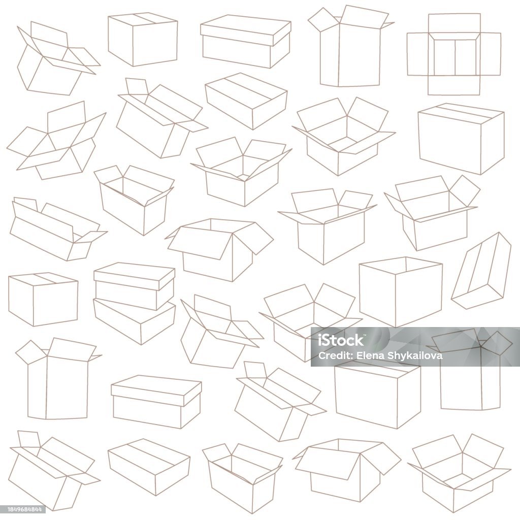 Pattern Of Empty Cardboard Boxes Stock Illustration - Download Image ...