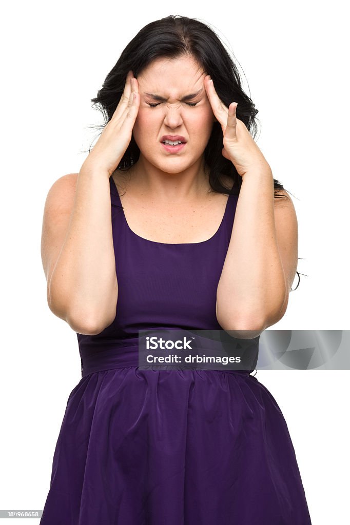 스트레스를 젊은 여자 Rubs 사원 - 로열티 프리 불쾌한 스톡 사진