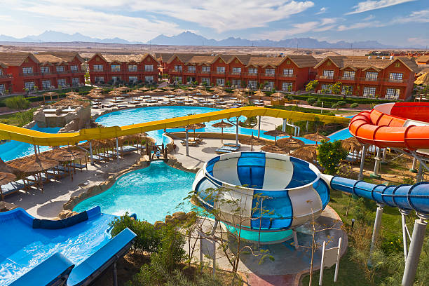 istock Water park in luxury tropical resort 184968667