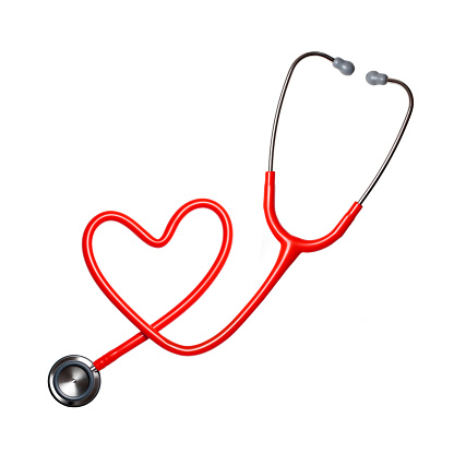 Heart shape from stethoscope on white background.