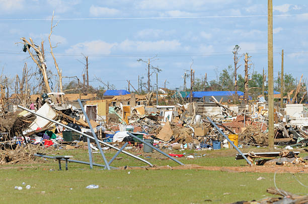istock Neighborhood destroyed by tornado 184969514