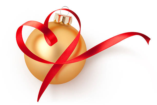 Christmas ball with red ribbon in heart shape.Similar pictures from my portfolio: