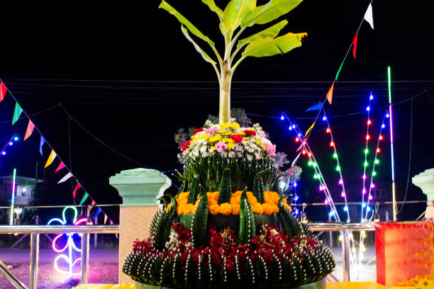 istock Colorful handmade krathong or floating lantern basket sale thai people into float ritual vessel at river for forgiveness from Khongkha Goddess of water in Loy Krathong festival in Nonthaburi, Thailand 1849701964