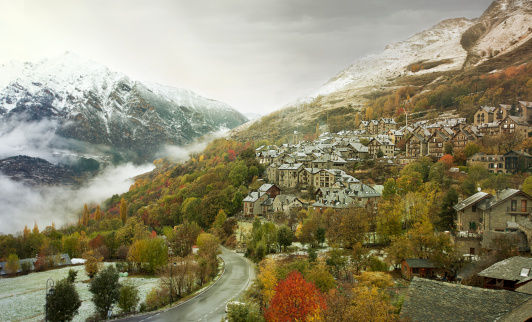 small village at autumn in pirines. Is called Bo