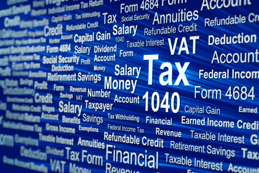 Tax related phrases with a small depth of field